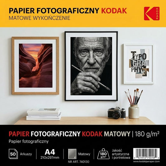 Papier fotograficzny matowy Kodak 180 g/m2/ A4 / 21x29,7cm / 50 szt / 740130