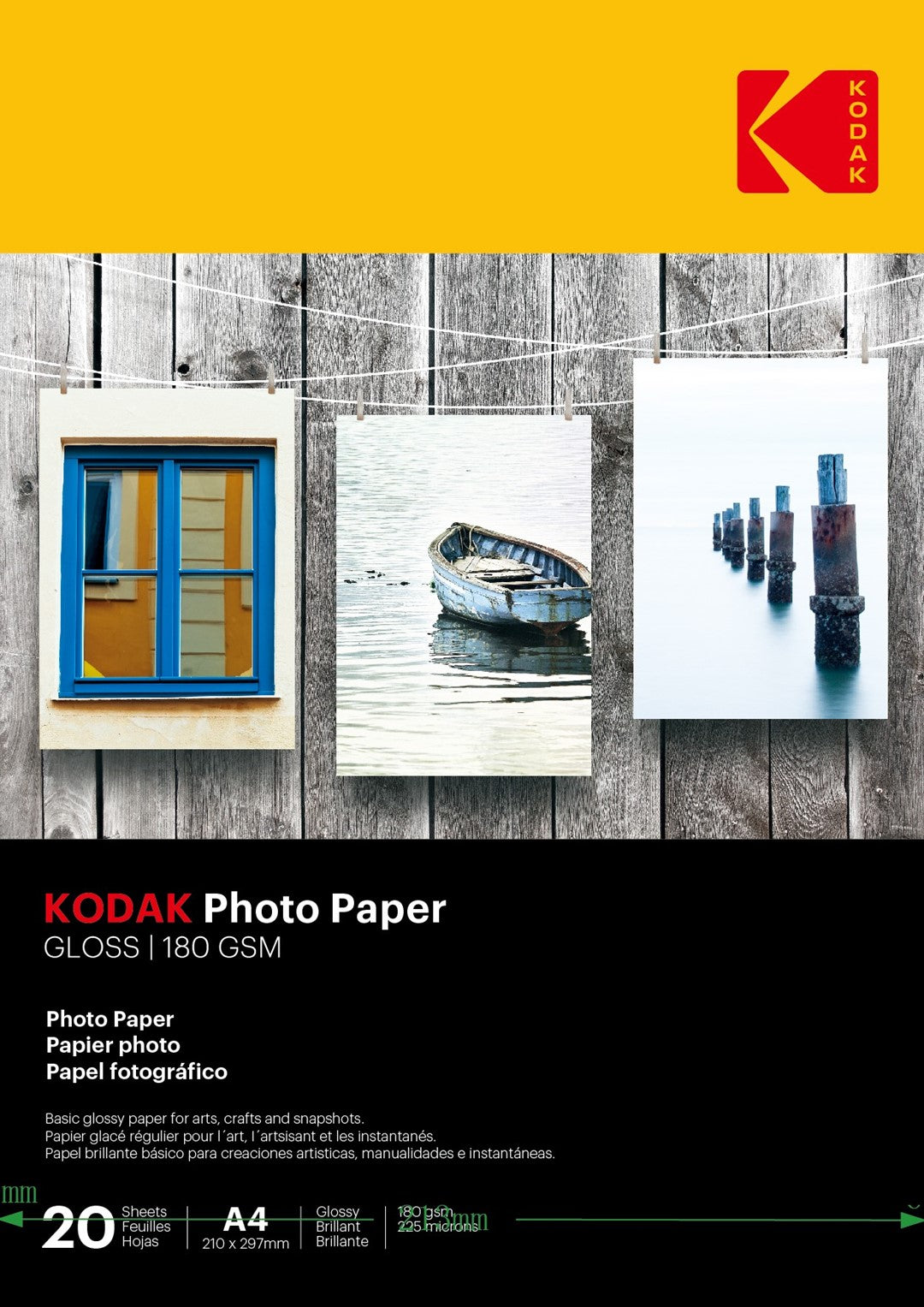 Papier fotograficzny błyszczący Kodak 180 g/m2/ A4 / 21x29,7cm / 20 szt /  740512