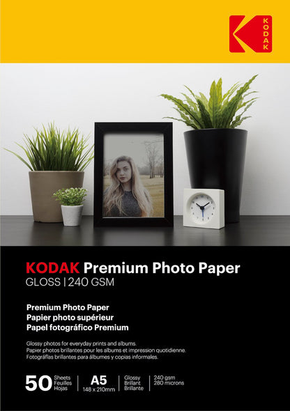 Papier fotograficzny błyszczący Kodak Premium 240 g/m2/ A5 / 15x21 cm / 50 szt / 891727