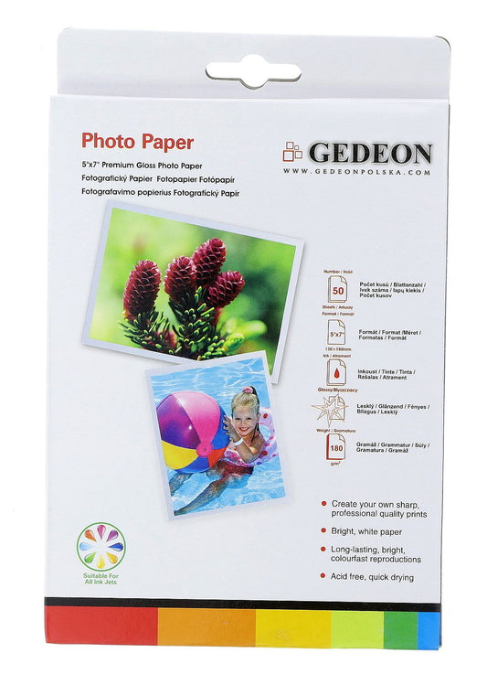 Papier fotograficzny błyszczący Gedeon 180 g/m2/ 5R / 13x18cm / 50 szt / PG13.180.50