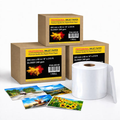 Professional Inkjet Paper – papier fotograficzny w rolce o wymiarach 203mm (8'')*65m*3'' - LUSTRE - Frontier-S DX-100, SureLab D700, Green II